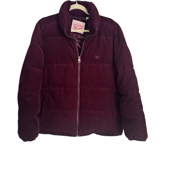 Levi's Zoe Soft Corduroy Bubble Puffer Jacket in Burgundy(L) - Picture 2 of 8